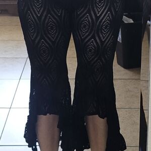 Black Lace Flared Pants